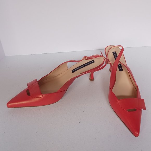 Constanca Basto Slingback Red Pumps Made in Italy - Picture 11 of 12